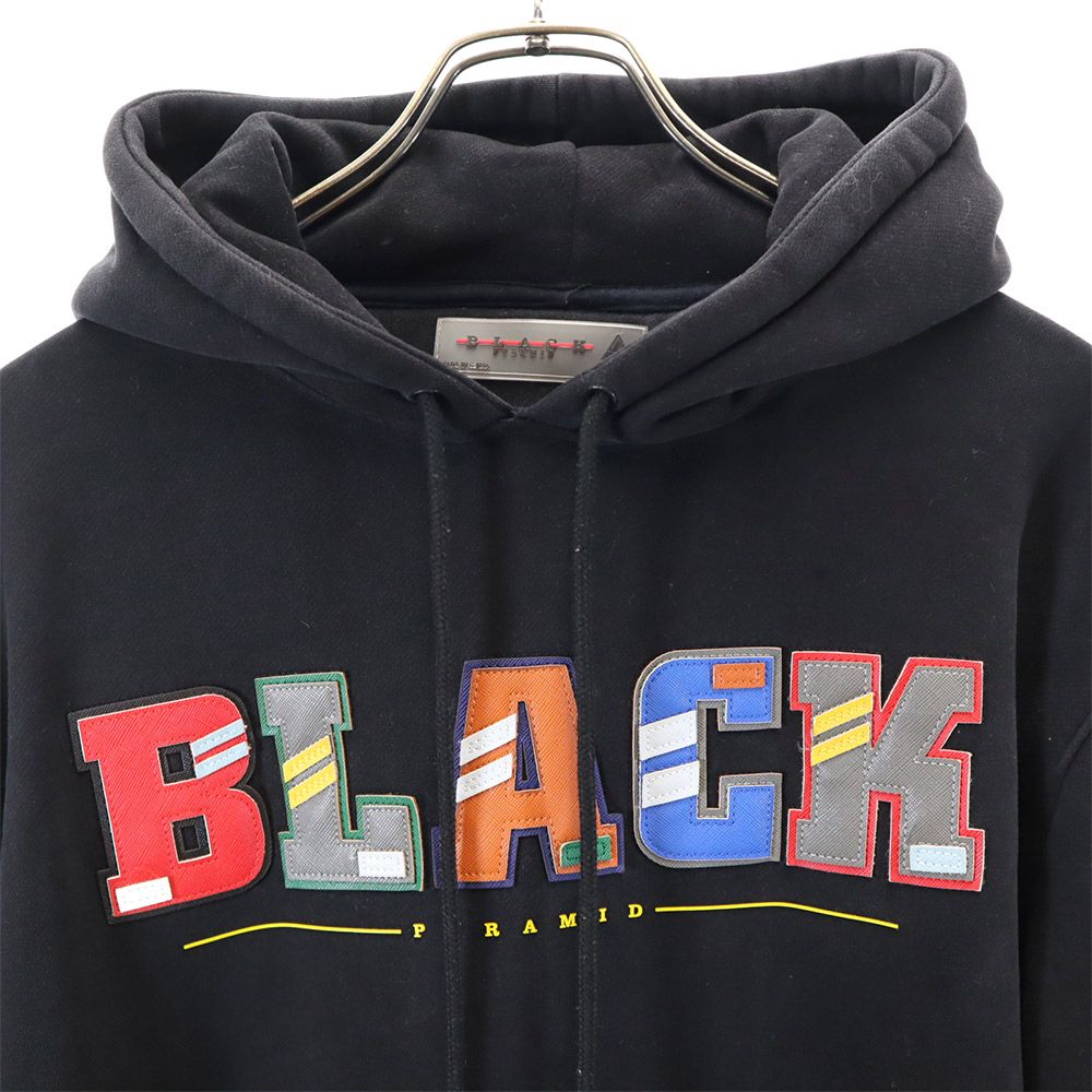 BLACK PYRAMID ブラックピラミッド 長袖 スウェットパーカー L ブラック プルオーバー ロゴ メンズ