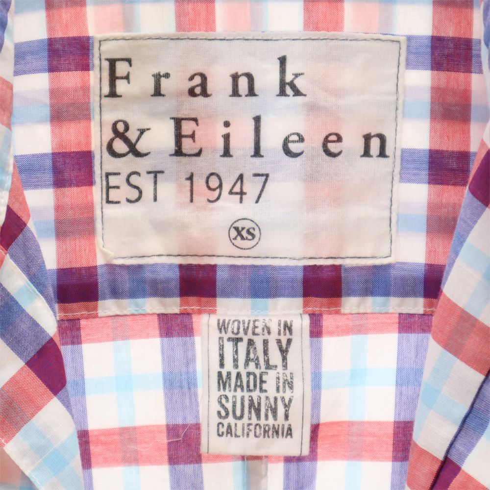 Frank&Eileen フランクアンドアイリーン チェック柄 長袖 スキッパータイプ シャツ XS レディース