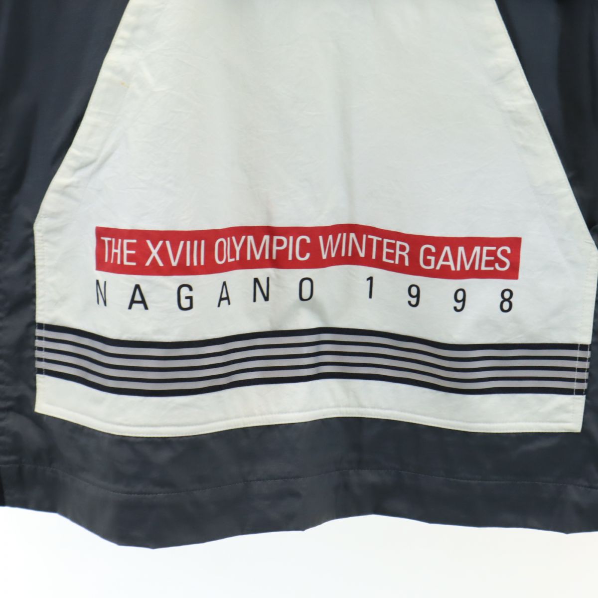 Mizuno ミズノ 90s 長野オリンピック 長袖 ナイロンジャケット F グレー×ホワイト プルオーバー メンズ