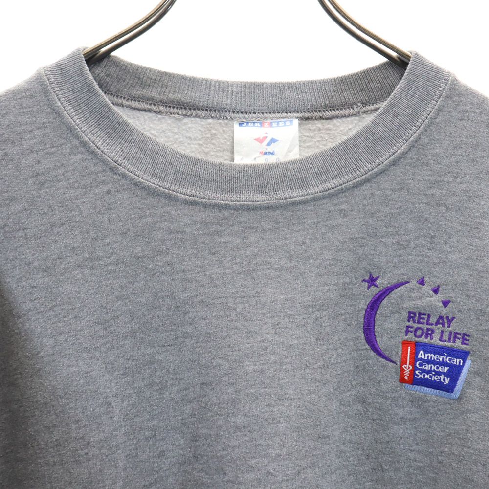 JERZEES ジャージーズ 長袖 トレーナー L グレー スウェット 裏起毛 刺繍 メンズ