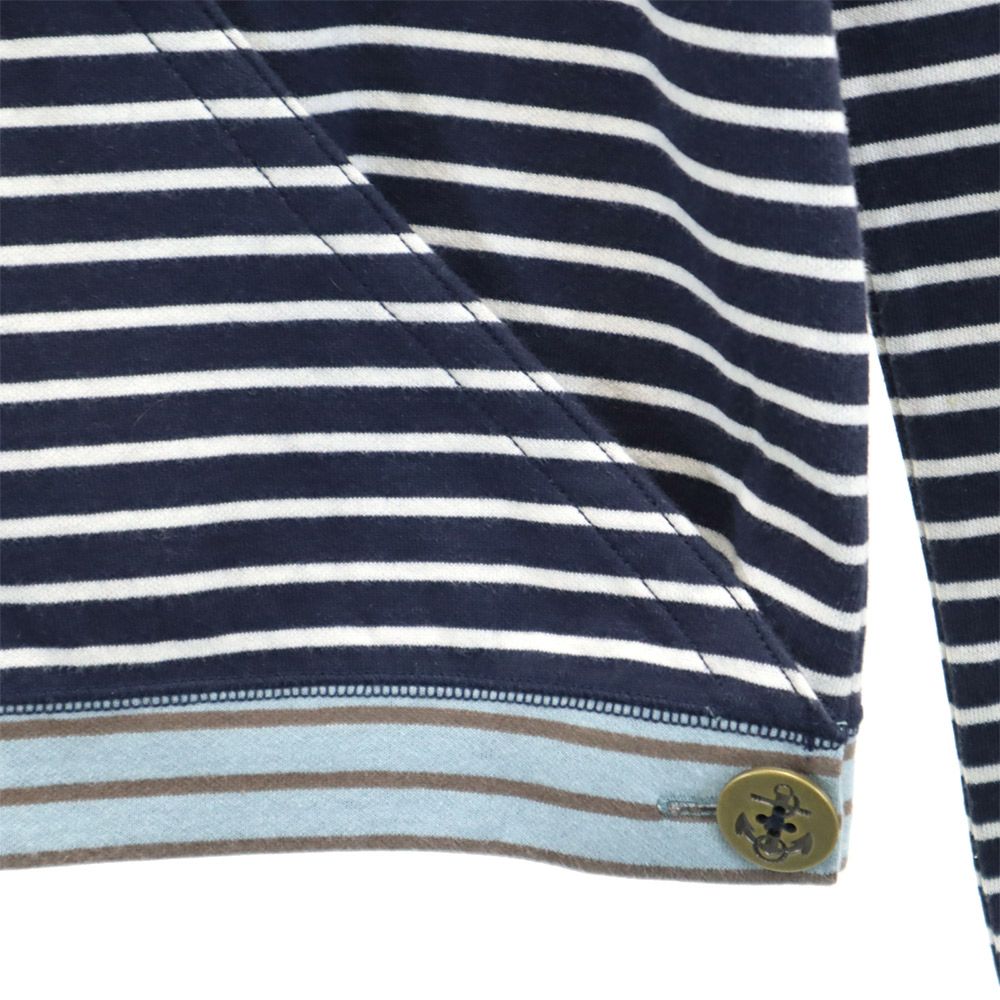 未使用 Familiar ファミリア ボーダー 長袖 カーディガン M ブルー系 レディース