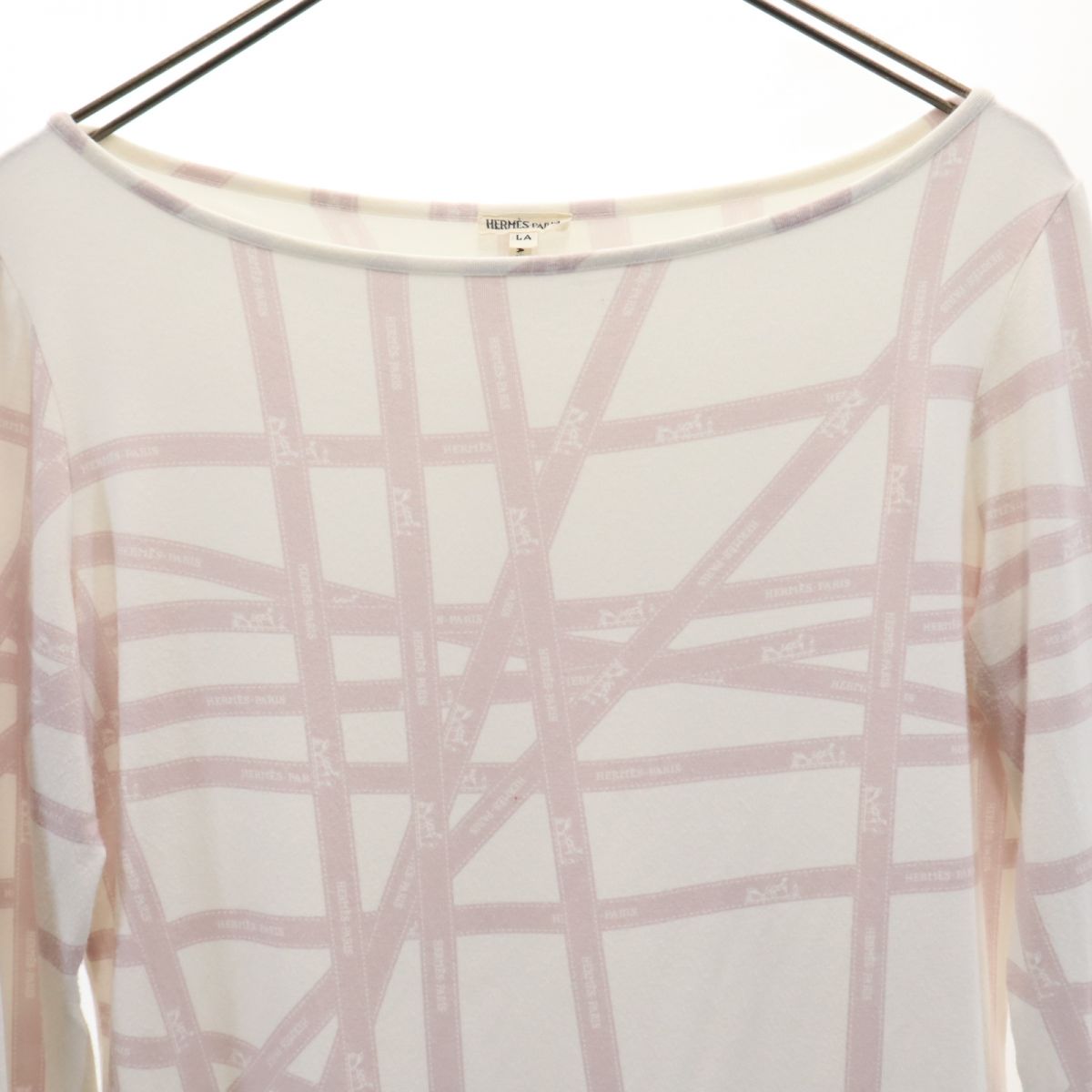 HERMES エルメス イタリア製 7分袖 カットソー LA ホワイト系 レディース