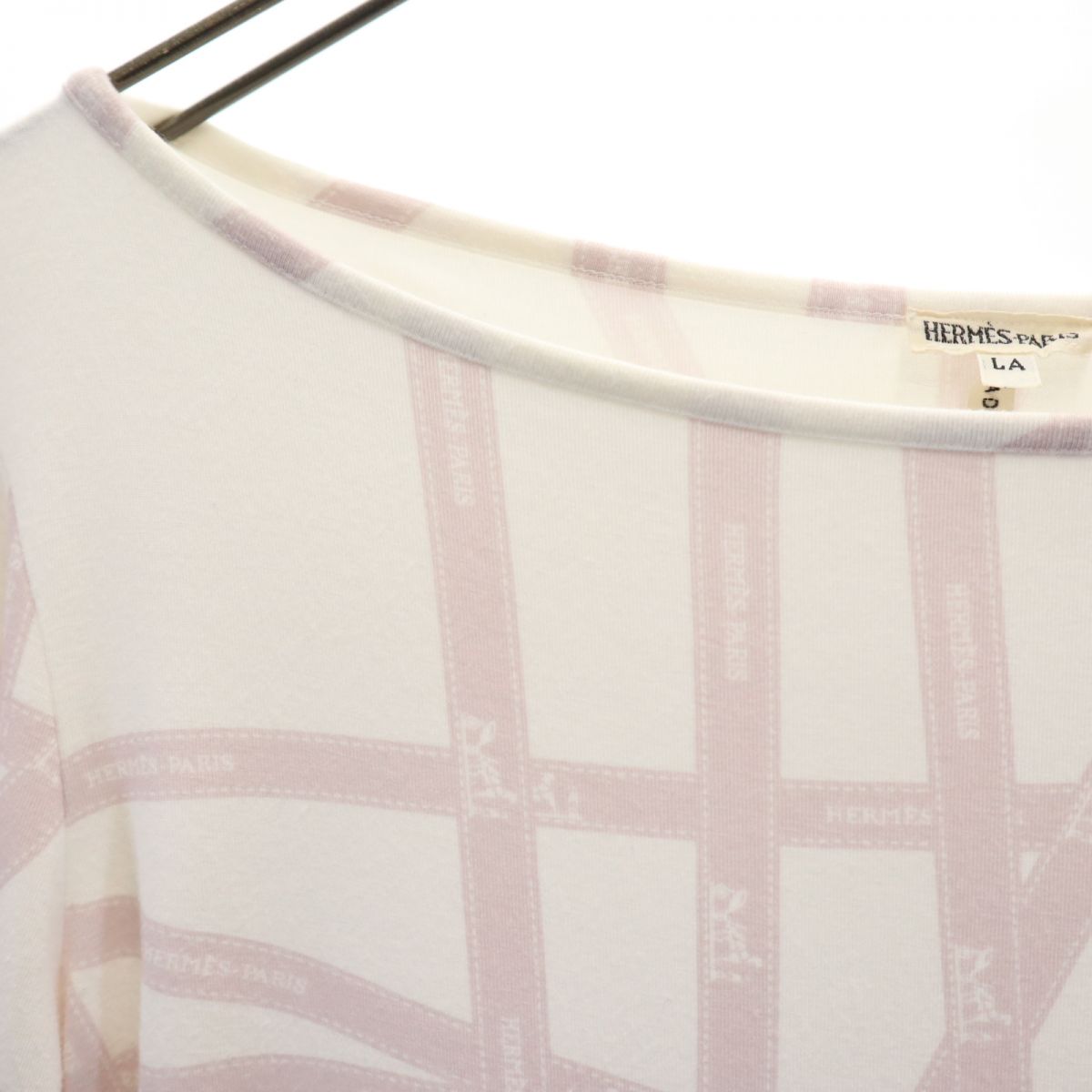 HERMES エルメス イタリア製 7分袖 カットソー LA ホワイト系 レディース