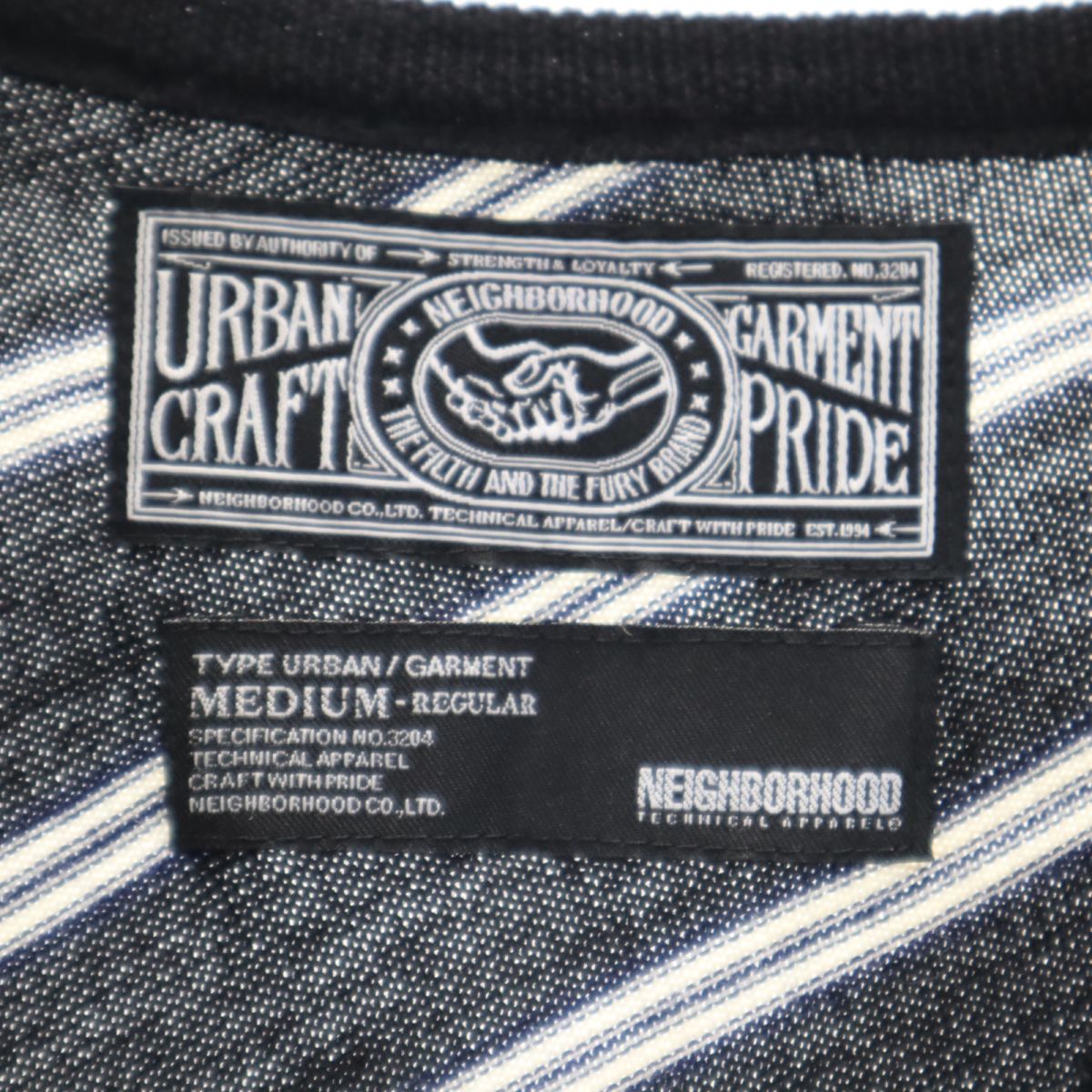 NEIGHBORHOOD ネイバーフッド アーバンガーメント 斜めボーダー柄 Vネック ウール ニットベスト M ブラック系 URBAN GARMENT レディース