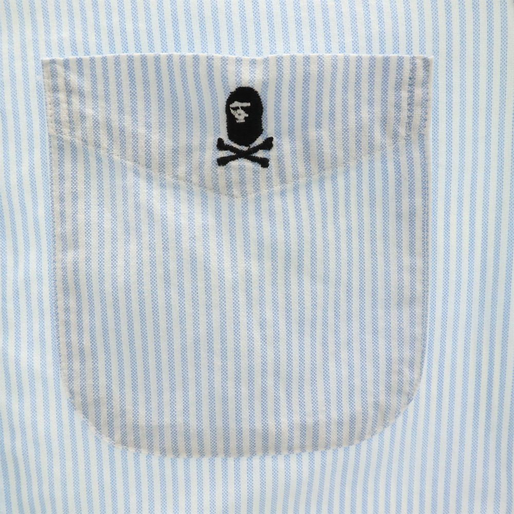 A BATHING APE アベイシングエイプ ストライプ 長袖 ボタンダウンシャツ S ブルー系 メンズ