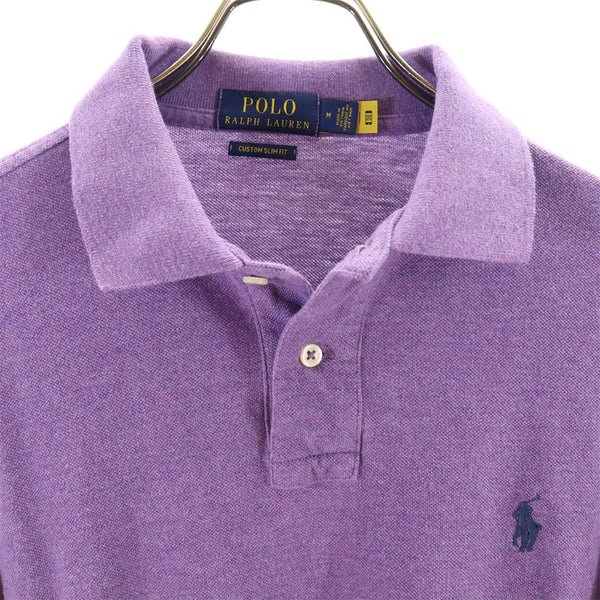 ポロラルフローレン 長袖 鹿の子 ポロシャツ M パープル系 POLO RALPH LAUREN メンズ