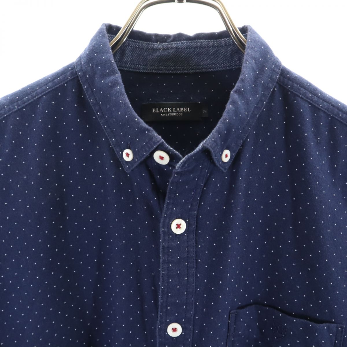 BLACK LABEL CRESTBRIDGE ブラックレーベルクレストブリッジ 三陽商会 ドット柄 長袖 ボタンダウンシャツ 2 ネイビー メンズ