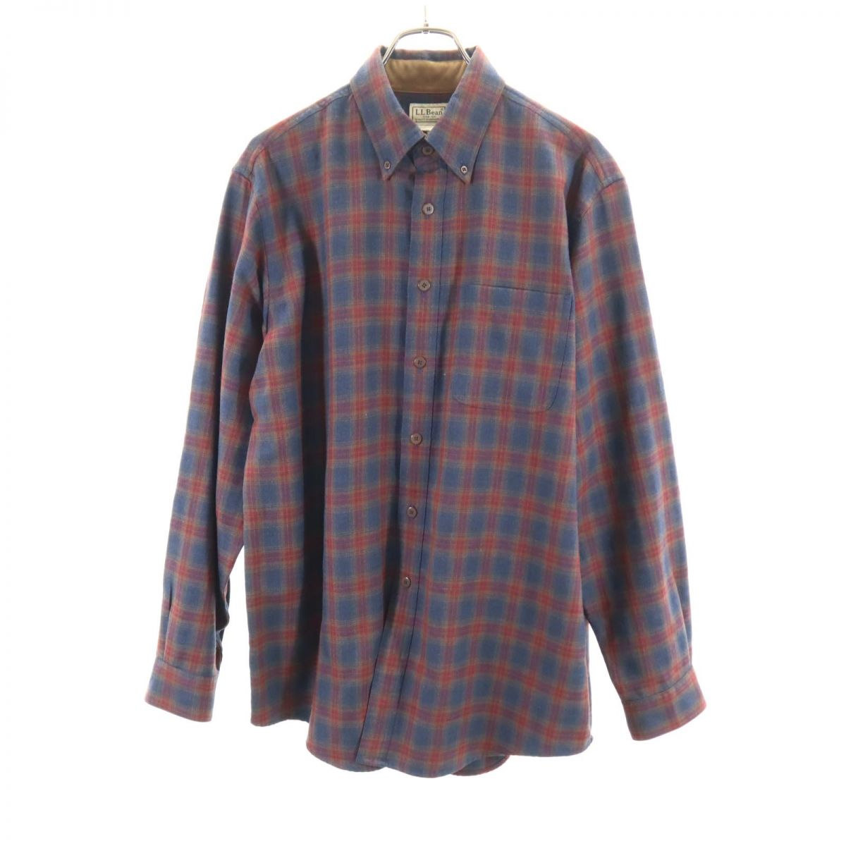 L.L.Bean エルエルビーン 90s チェック柄 長袖 ボタンダウンシャツ ネイビー系 オールド ヴィンテージ メンズ