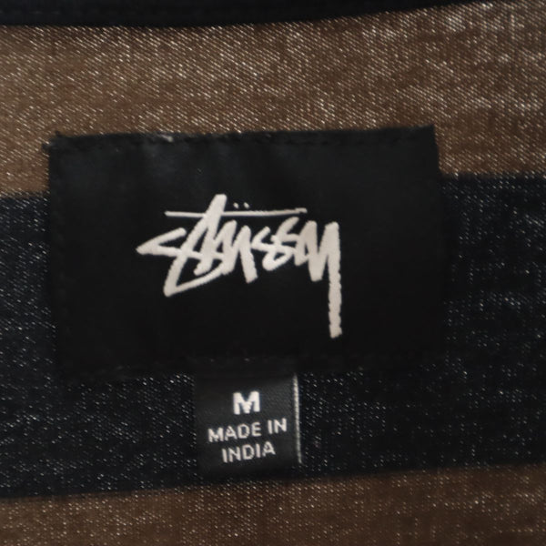 ステューシー ボーダー柄 長袖 シャツ M ブラウン系 STUSSY ロンT メンズ