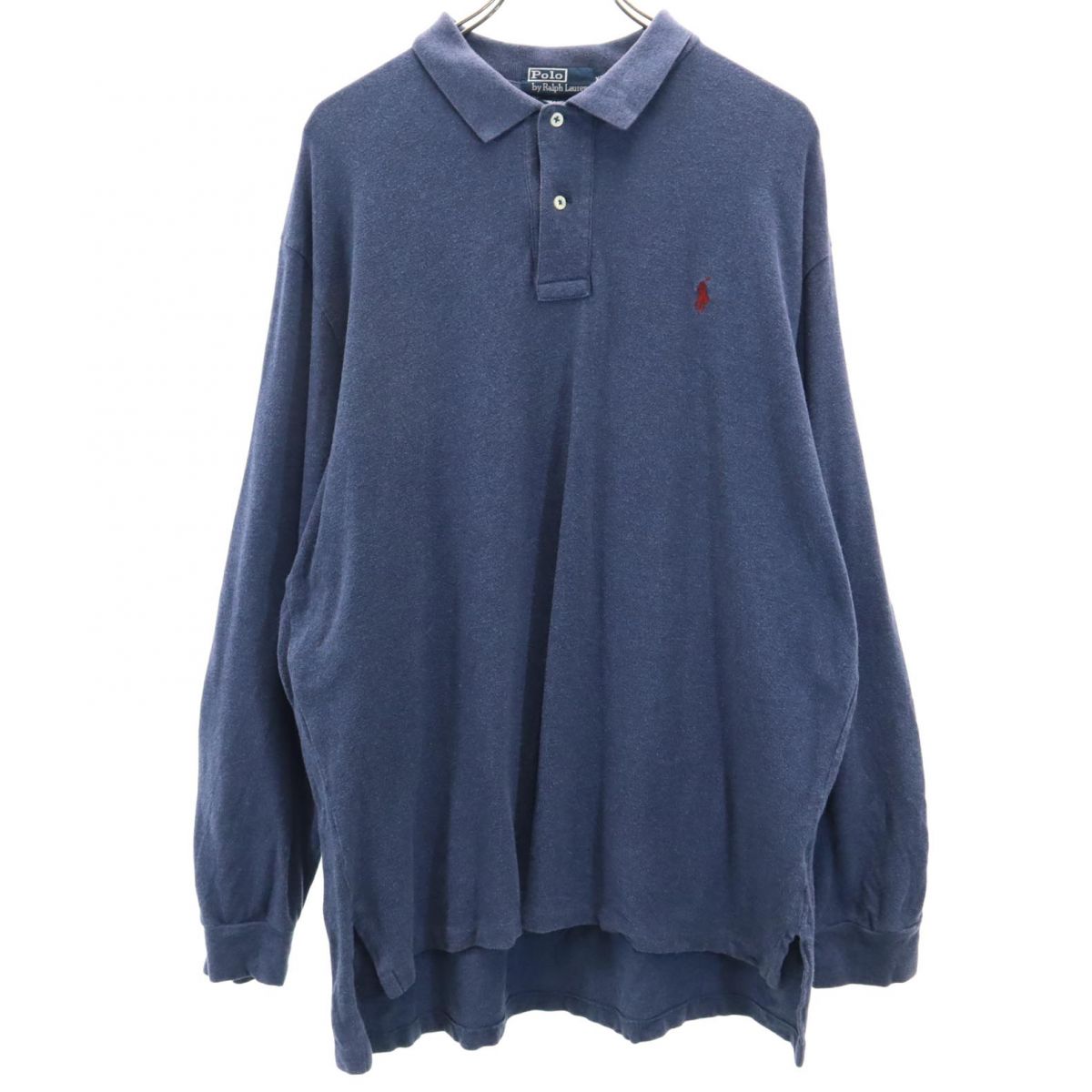 Polo by Ralph Lauren ポロバイラルフローレン 90s 長袖 ポロシャツ XL ネイビー系 オールド ヴィンテージ メンズ