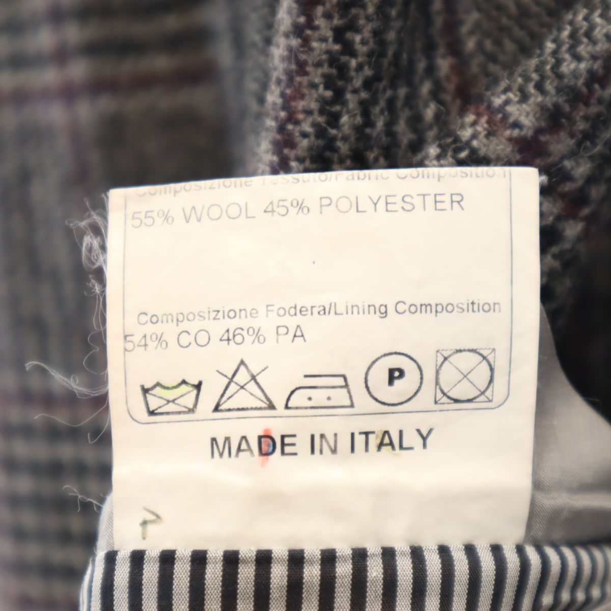 TAGLIATORE タリアトーレ イタリア製 チェック柄 ウールブレンド テーラードジャケット 50 グレー系 メンズ