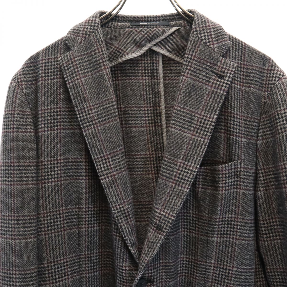 TAGLIATORE タリアトーレ イタリア製 チェック柄 ウールブレンド テーラードジャケット 50 グレー系 メンズ