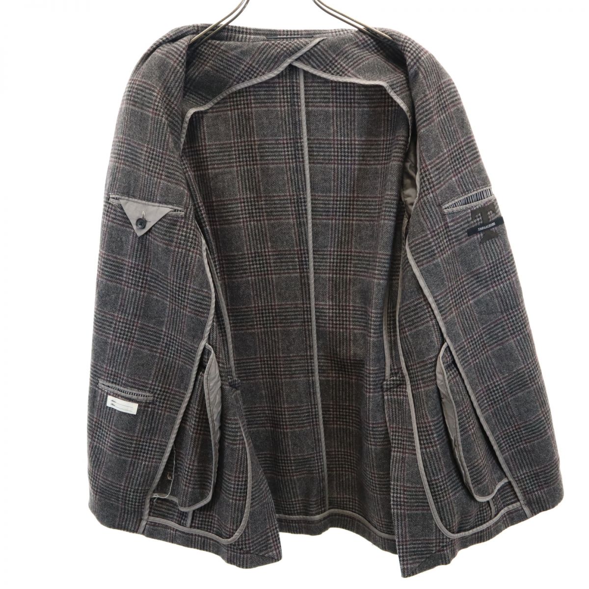 TAGLIATORE タリアトーレ イタリア製 チェック柄 ウールブレンド テーラードジャケット 50 グレー系 メンズ