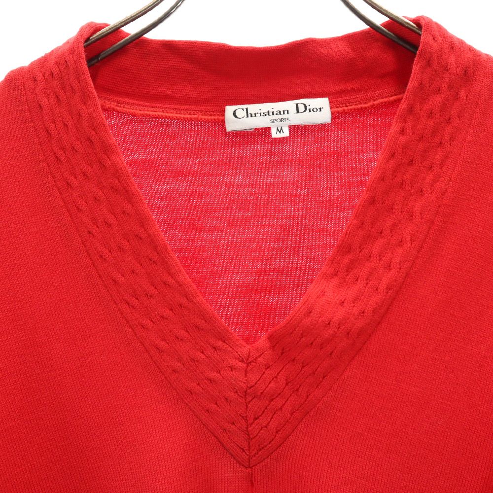 Christian Dior SPORTS クリスチャンディオール スポーツ 90s 長袖 ウール Vネック セーター M レッド オールド ヴィンテージ レディース
