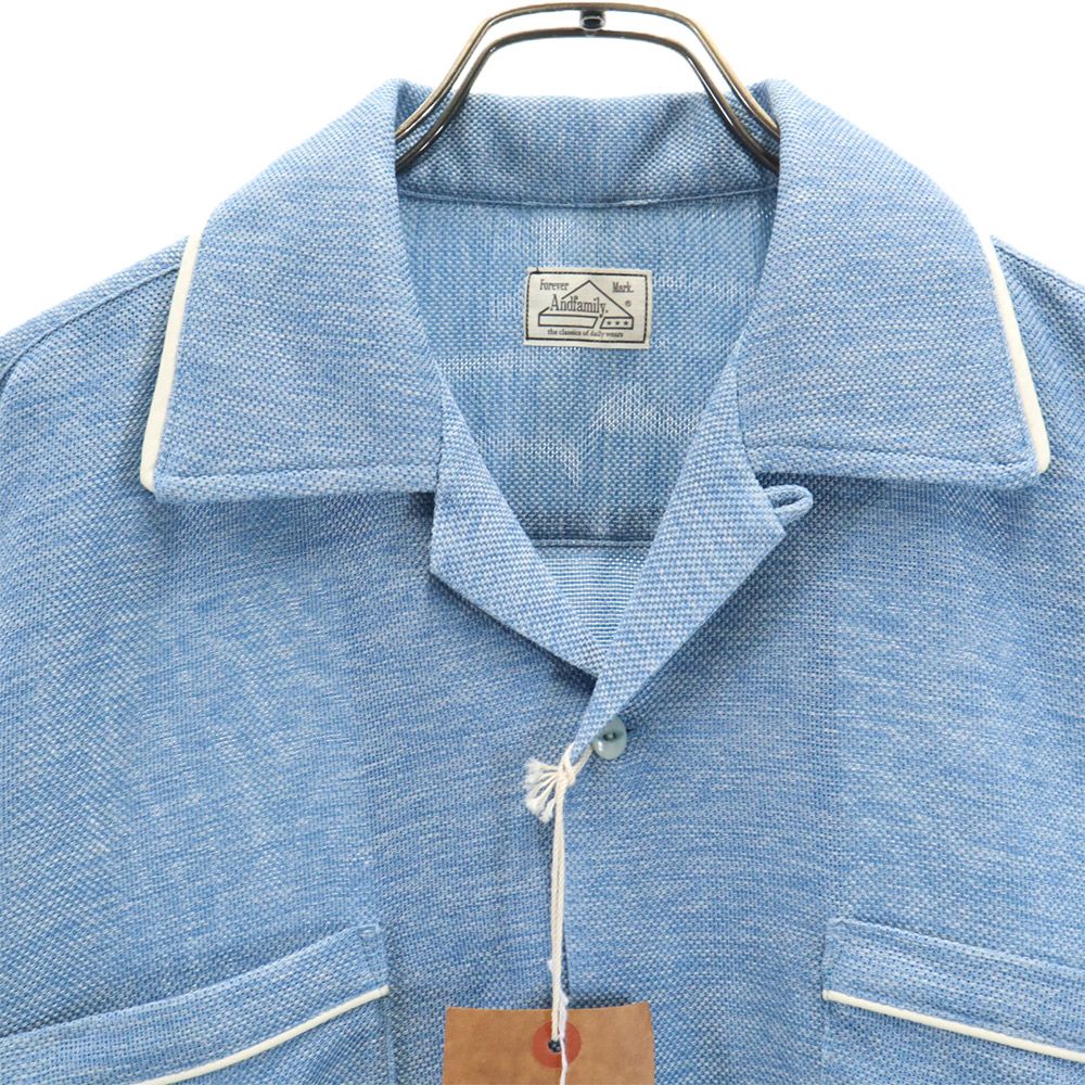 未使用 ANDFAMILYS co. アンドファミリーズ 日本製 長袖 オリエンタルメッシュ シャツ 38 ブルー系 メンズ
