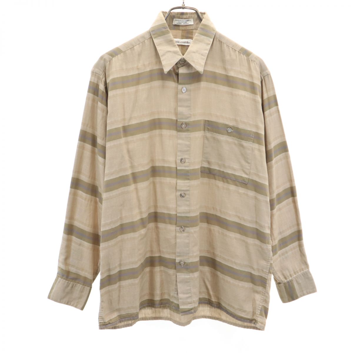 Pierre Cardin ピエールカルダン 90s オールド チェック 長袖 シャツ M ベージュ系 メンズ
