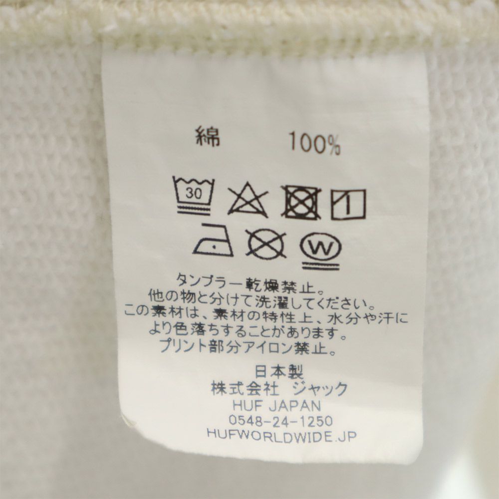 HUF ハフ 日本製 プリント 7分袖 トレーナー M ホワイト スウェット メンズ