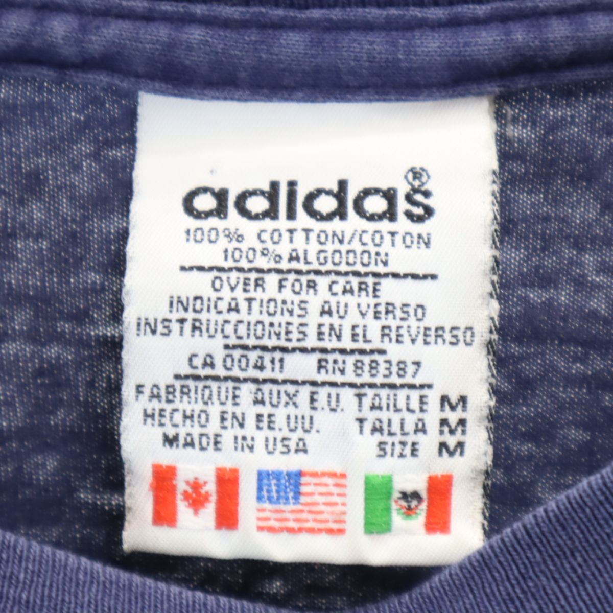 adidas アディダス 90s USA製 オールド 長袖 シャツ M ネイビー ロンT メンズ