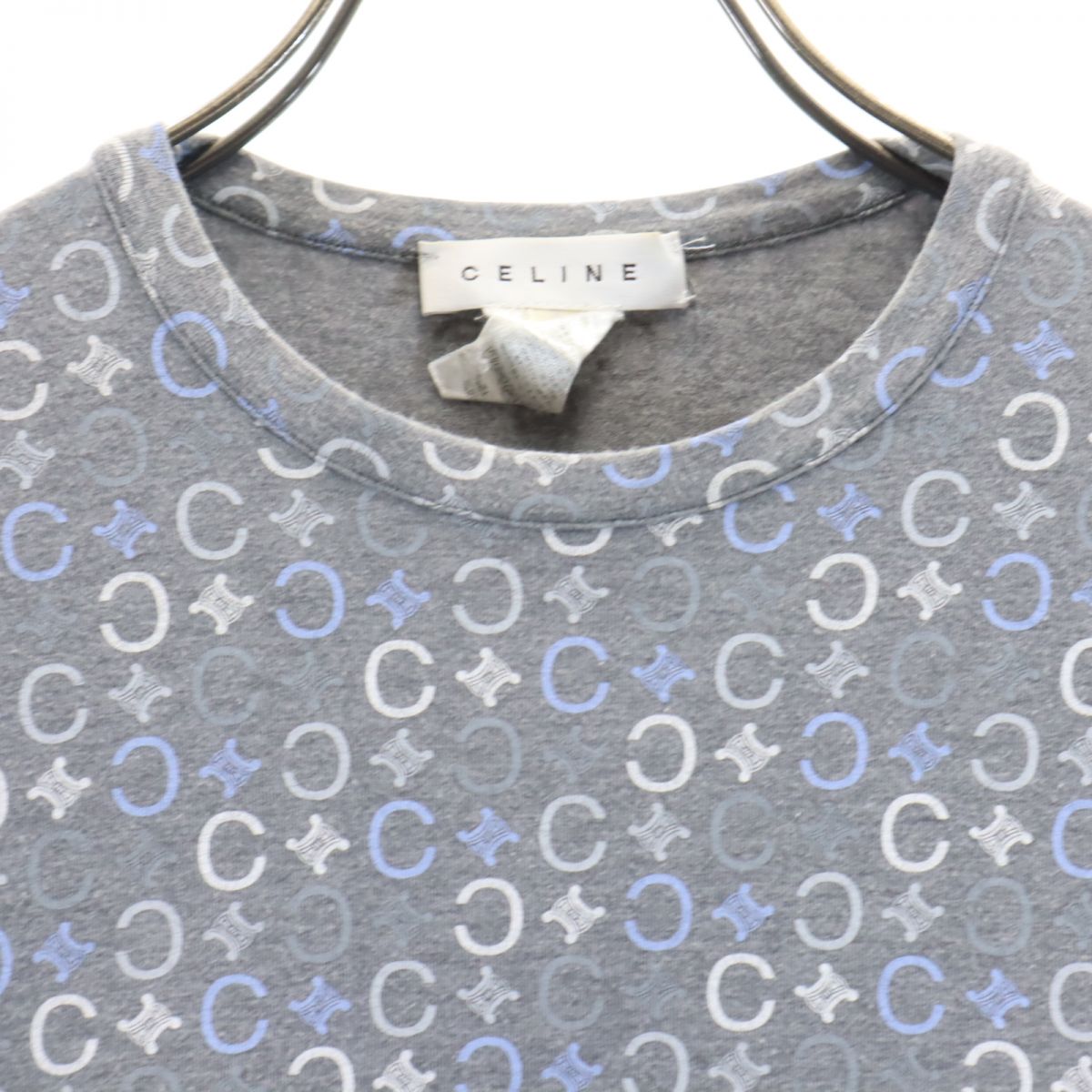 CELINE セリーヌ イタリア製 総柄 長袖 シャツ L グレー系 ロンT レディース