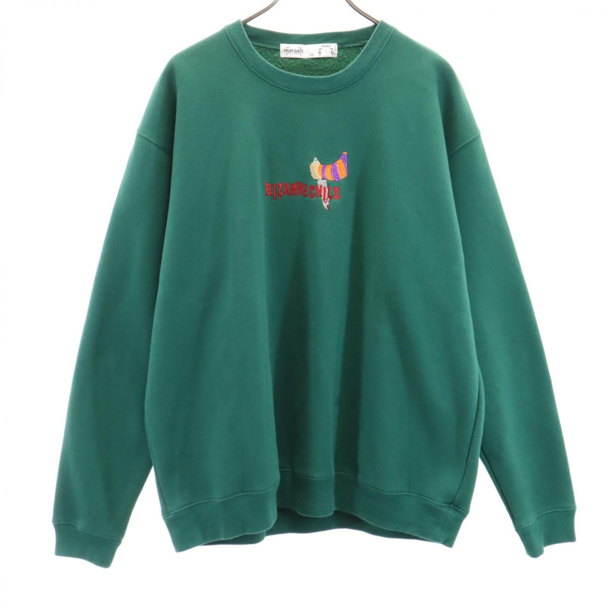 HIGH-GATE ハイゲート バックプリント 長袖 トレーナー 1 グリーン 裏起毛 メンズ