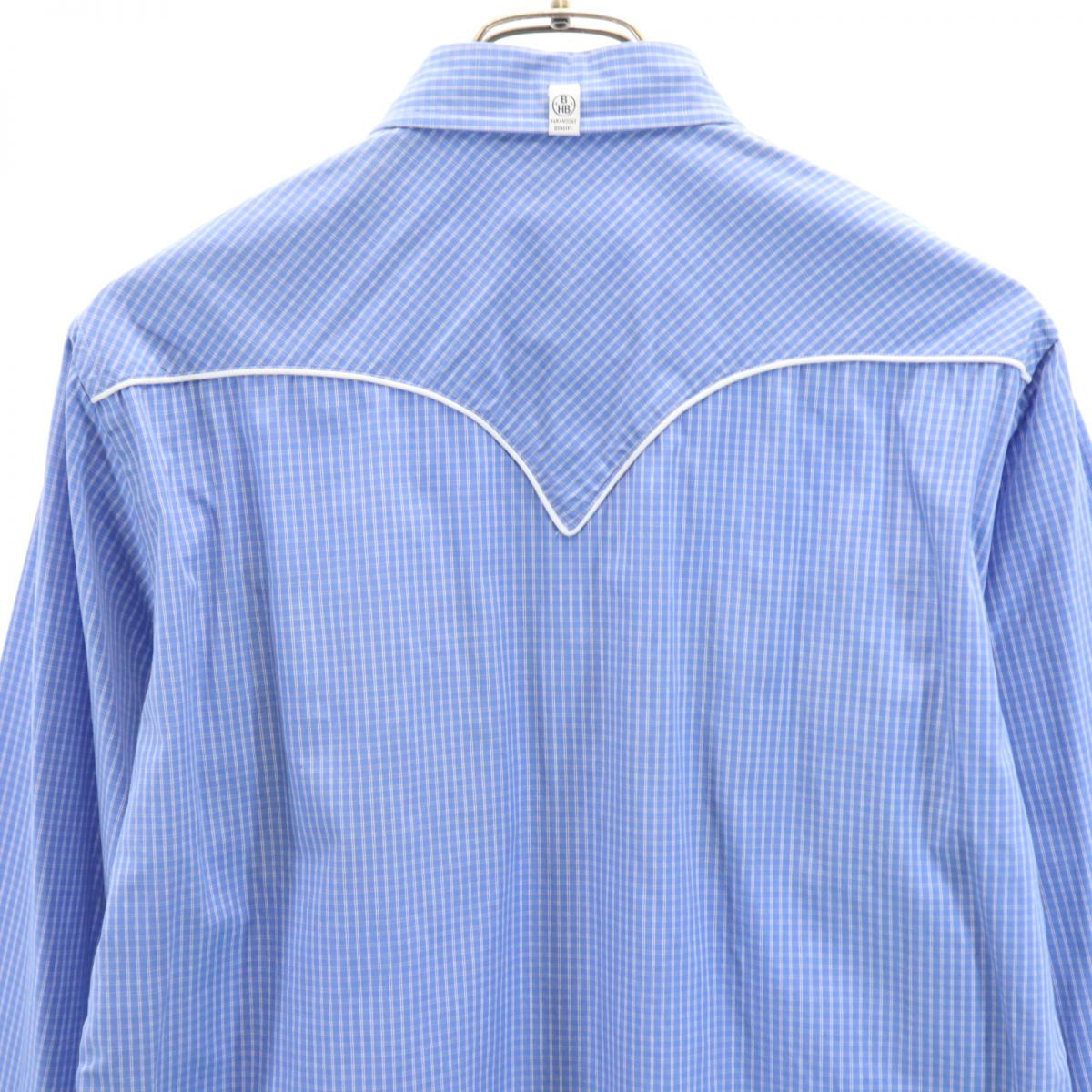 BEDWIN & THE HEARTBREAKERS ベドウィンアンドザハートブレイカーズ 日本製 チェック柄 長袖 ウエスタンシャツ 3 ブルー系 N゜3 PARAMOUNT QUALITY メンズ