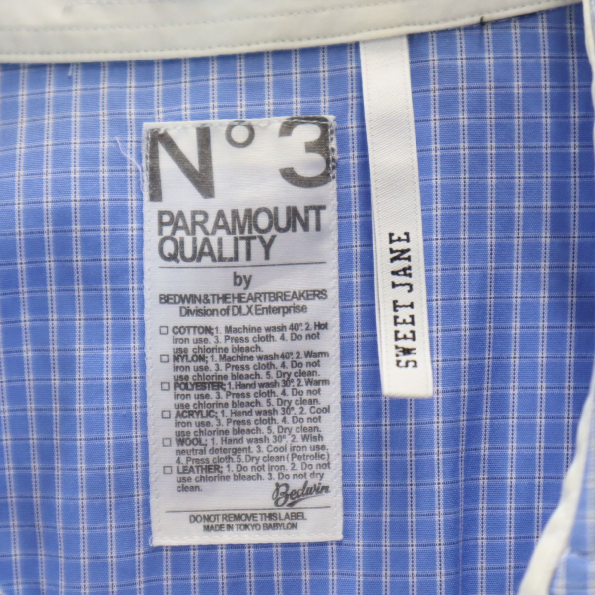 BEDWIN & THE HEARTBREAKERS ベドウィンアンドザハートブレイカーズ 日本製 チェック柄 長袖 ウエスタンシャツ 3 ブルー系 N゜3 PARAMOUNT QUALITY メンズ
