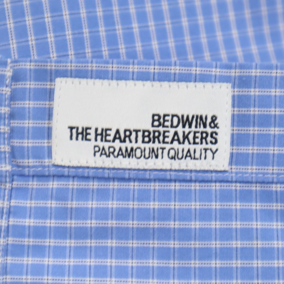 BEDWIN & THE HEARTBREAKERS ベドウィンアンドザハートブレイカーズ 日本製 チェック柄 長袖 ウエスタンシャツ 3 ブルー系 N゜3 PARAMOUNT QUALITY メンズ
