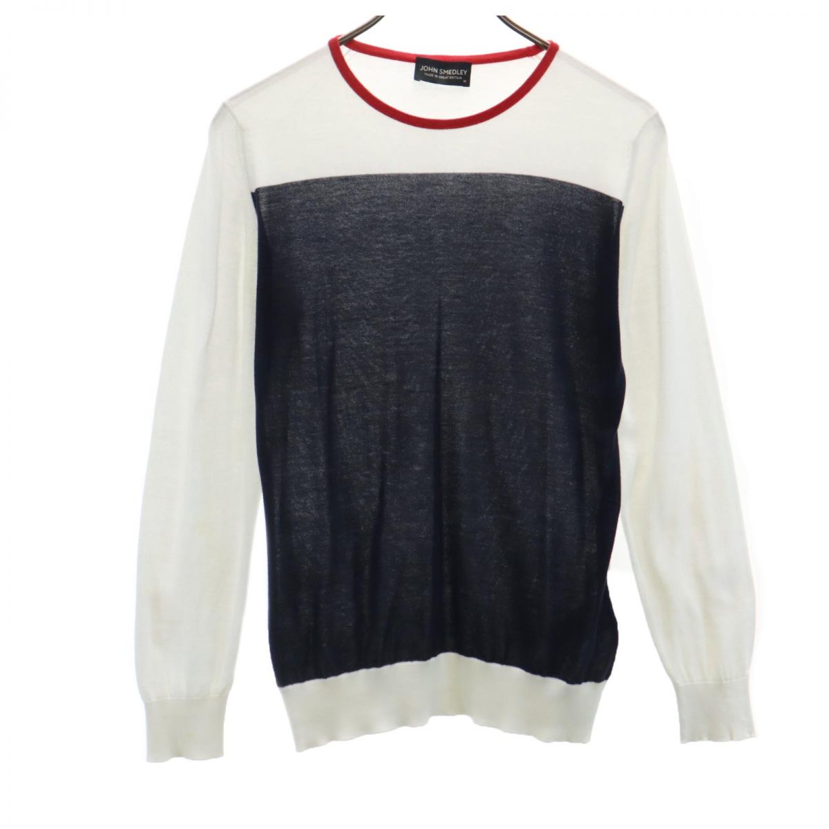 JOHN SMEDLEY ジョンスメドレー イギリス製 長袖 セーター M ホワイト系 ニット 薄手 レディース