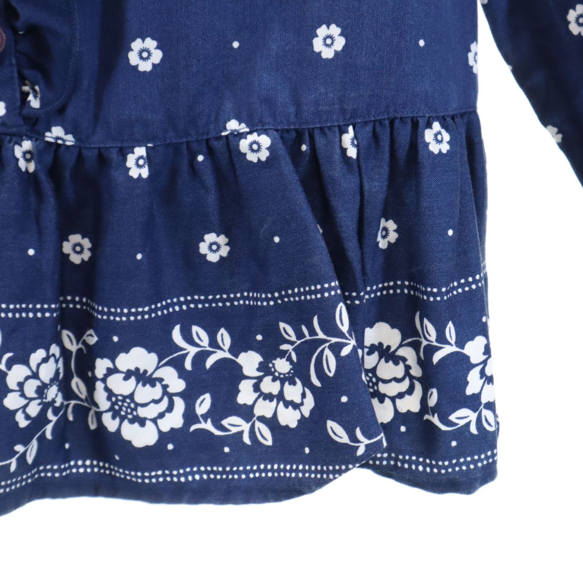 Kate Spade ケイトスペード 総柄 長袖 フリル カットソー 140 ネイビー系 キッズ