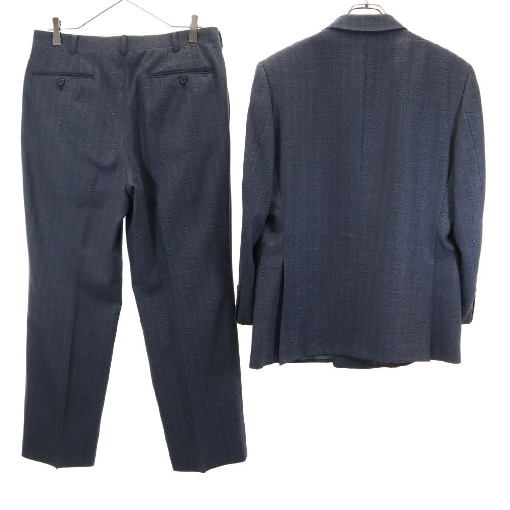 Aquascutum アクアスキュータム 90s 日本製 ウール オールド チェック柄 パンツスーツ 上下 セットアップ 94AB4 グレー メンズ