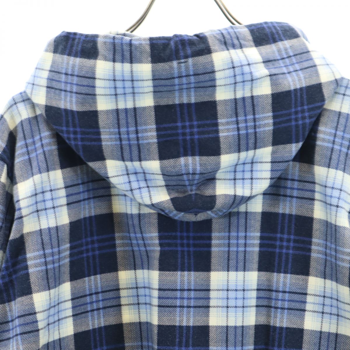 YSTRDY'S TMRRW イエスタデイズトゥモロウ 日本製 チェック柄 ハーフジップ フードジャケット M ブルー系 プルオーバー メンズ
