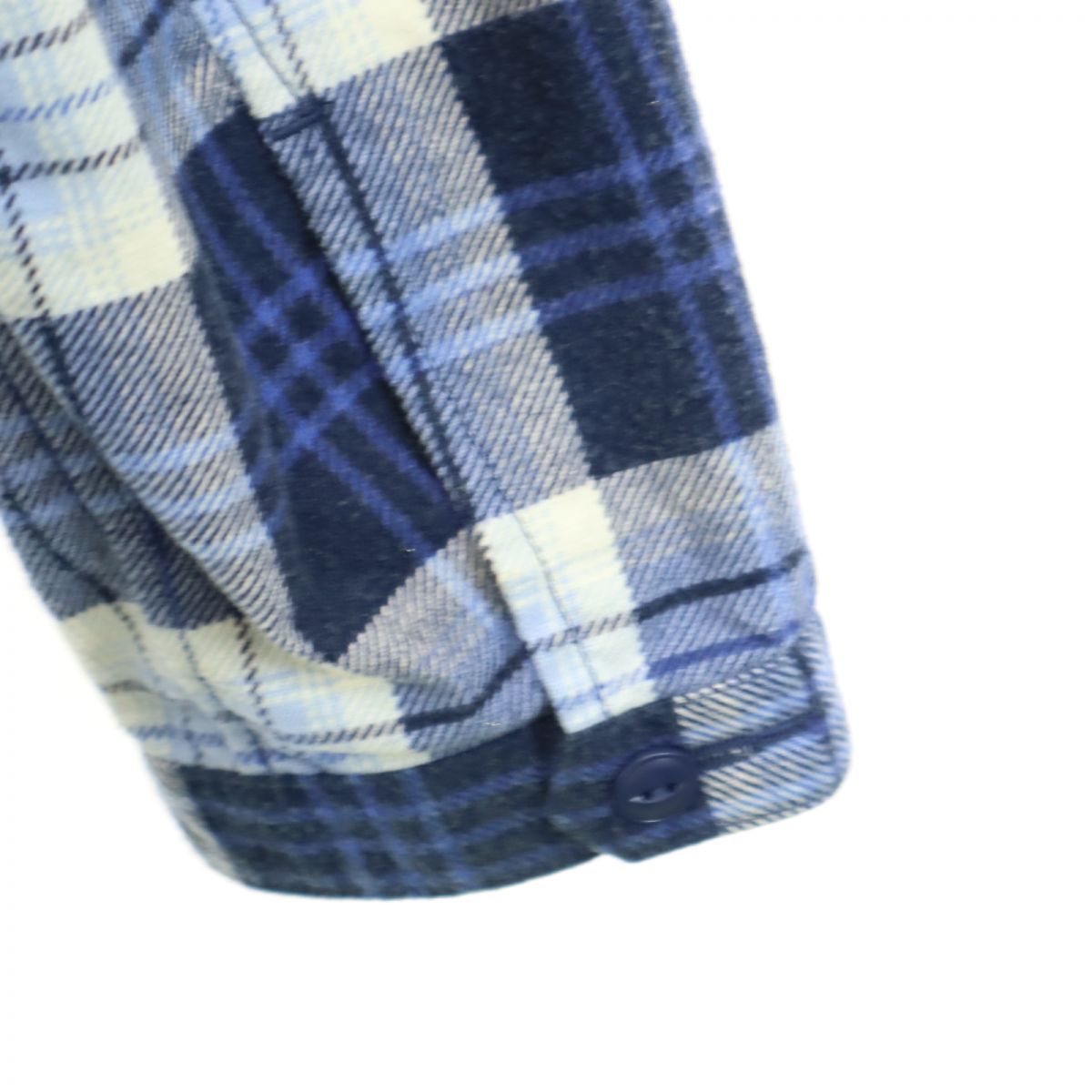 YSTRDY'S TMRRW イエスタデイズトゥモロウ 日本製 チェック柄 ハーフジップ フードジャケット M ブルー系 プルオーバー メンズ