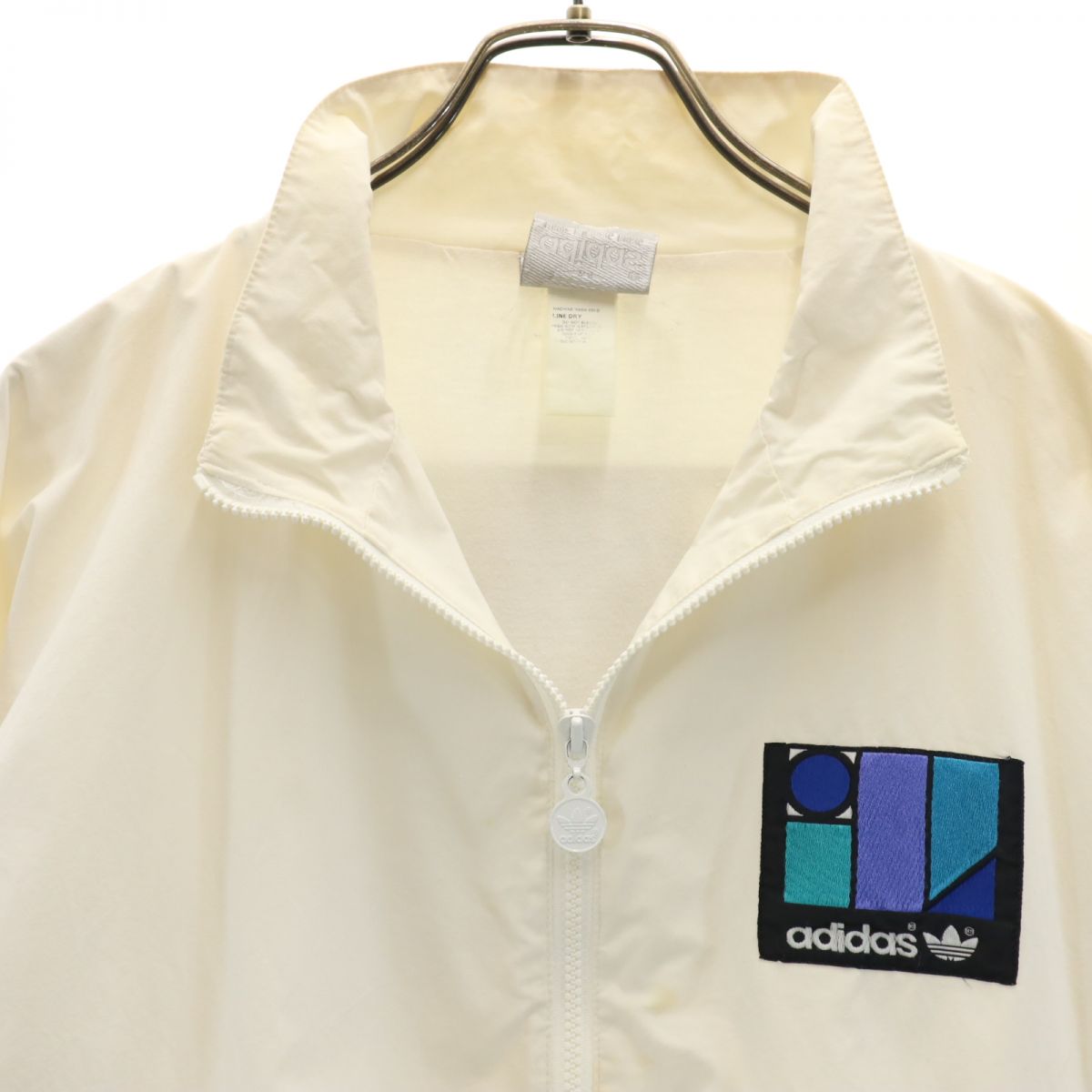 adidas アディダス 80s トレイフォイルロゴ ヴィンテージ バック プリント ジップジャケット ホワイト系 メンズ
