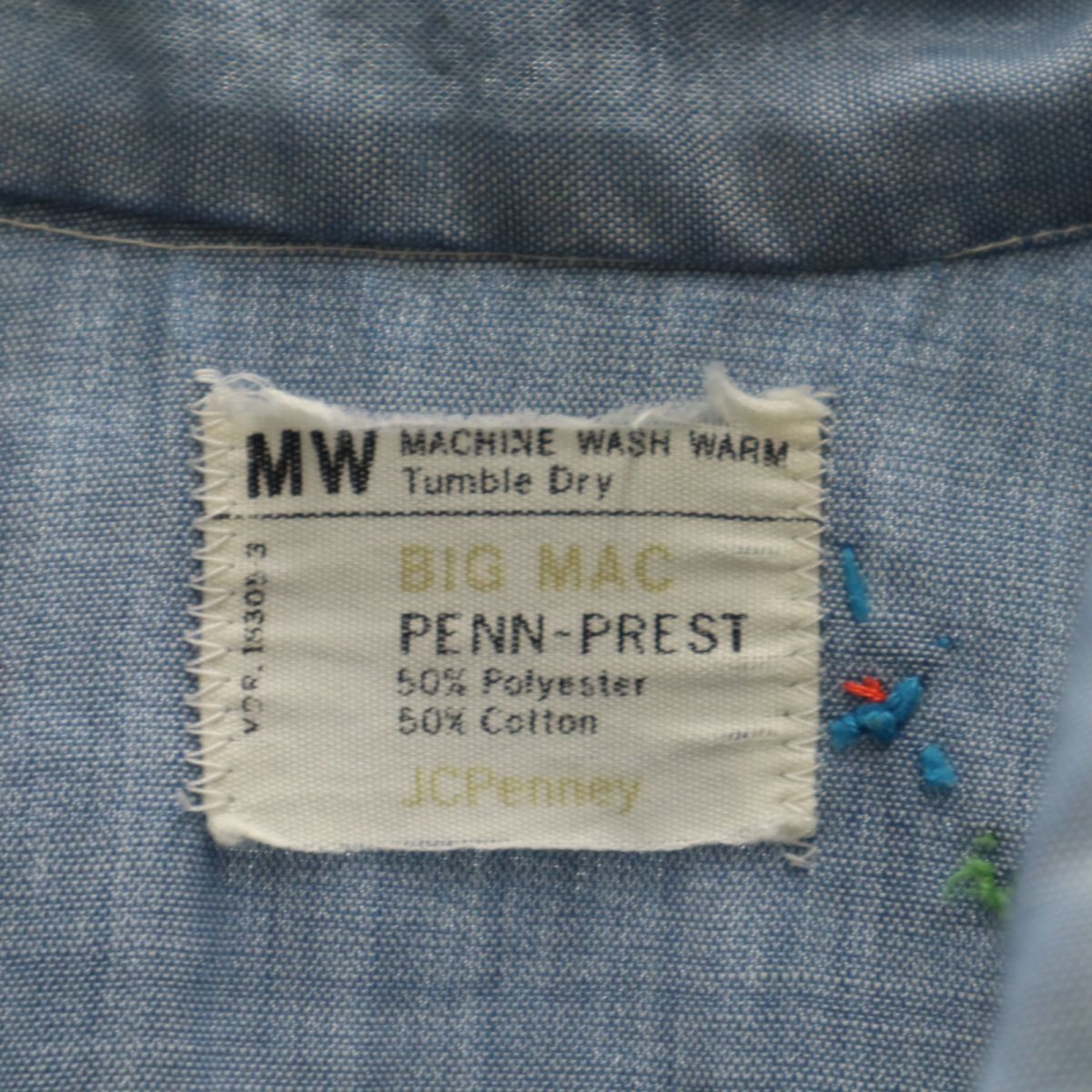 BIG MAC ビッグマック 70s ヴィンテージ 長袖 シャンブレーシャツ M ブルー系 PENN-PREST メンズ