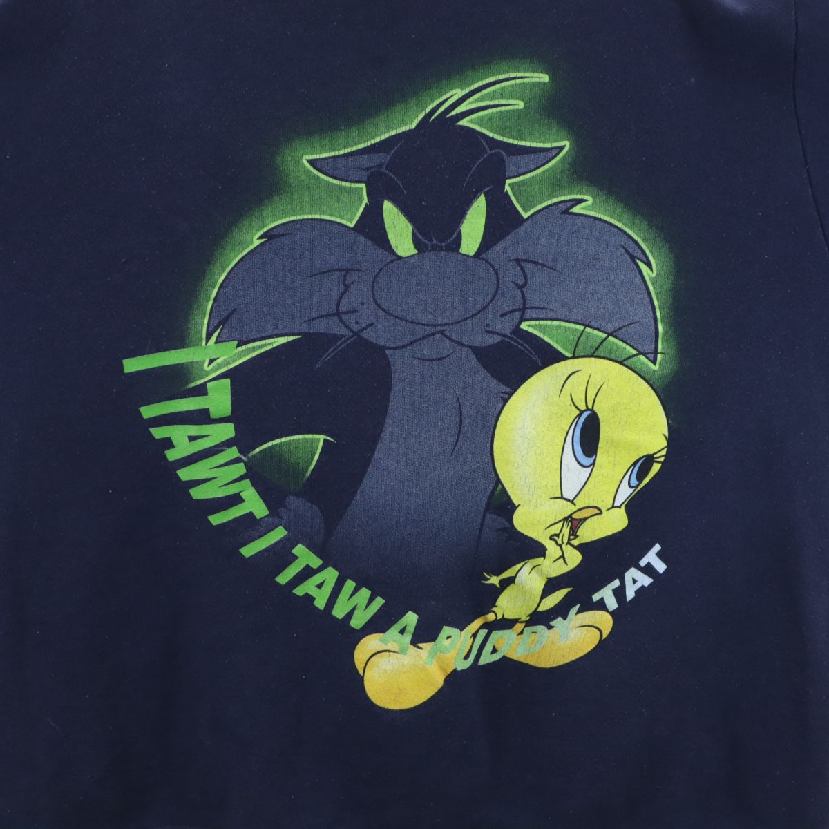 LOONEY TUNES ルーニーテューンズ 90s オールド ワーナーブラザーズ 長袖 トレーナー ネイビー スウェット 裏起毛 シルベスター トゥイーティー レディース