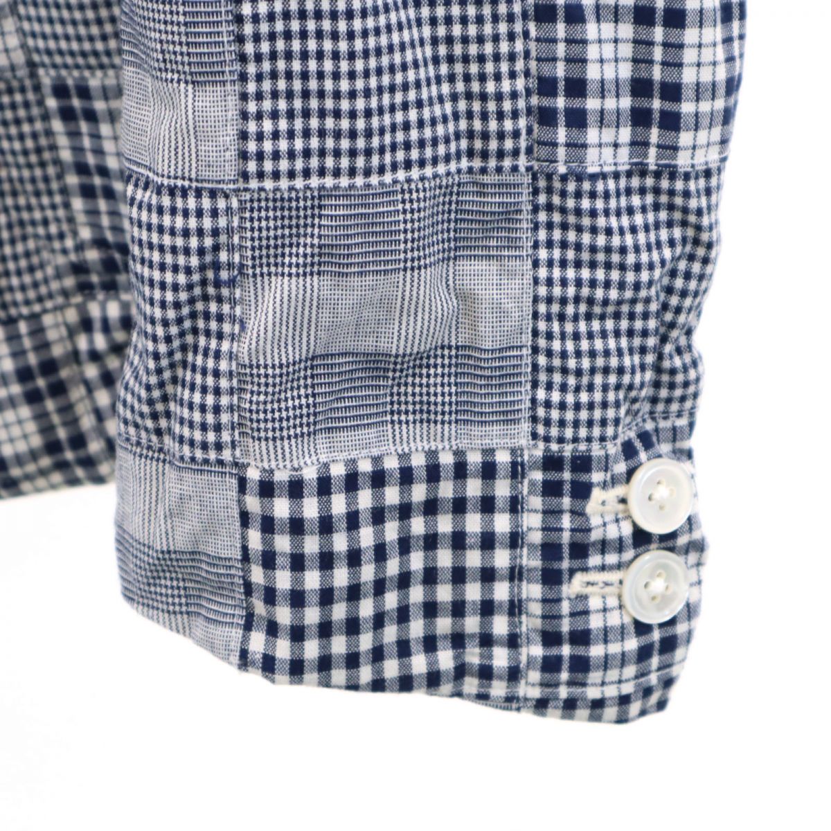 WASTETWICE&CO 日本製 チェック柄 パッチワーク テーラードジャケット 1 ネイビー系 メンズ