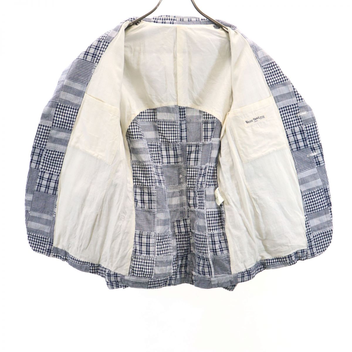 WASTETWICE&CO 日本製 チェック柄 パッチワーク テーラードジャケット 1 ネイビー系 メンズ