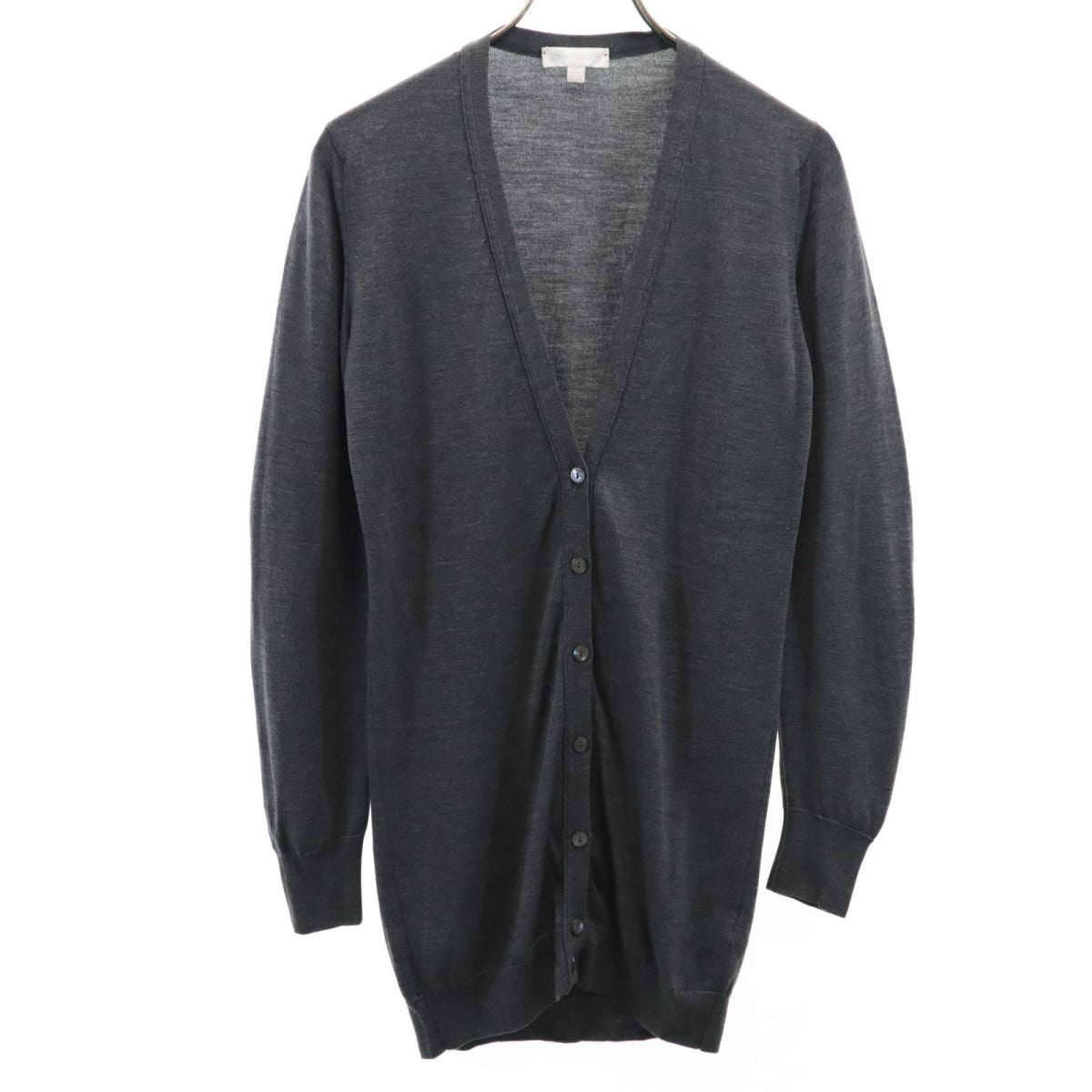 JOHN SMEDLEY ジョンスメドレー イギリス製 ウール 長袖 ニット カーディガン S グレー系 レディース