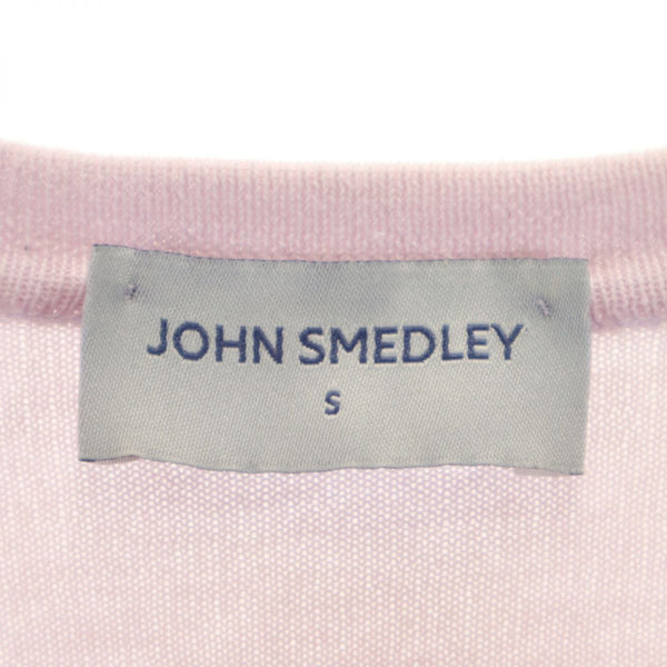 ジョンスメドレー イギリス製 長袖 ニット カーディガン S ラベンダー JOHN SMEDLEY ショート丈 レディース