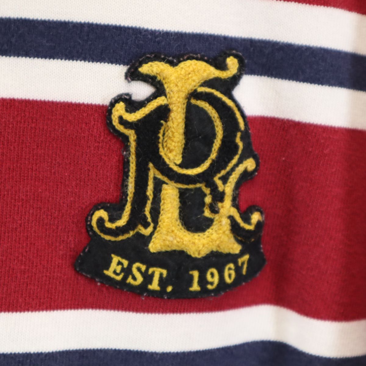 ポロバイラルフローレン ボーダー柄 長袖 ラガーシャツ M 赤系 Polo by Ralph Lauren メンズ