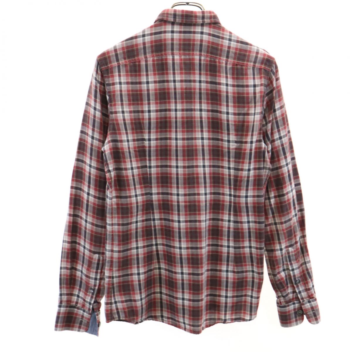 DOLCE&GABBANA ドルチェアンドガッバーナ イタリア製 長袖 チェックシャツ 38 レッド系 メンズ