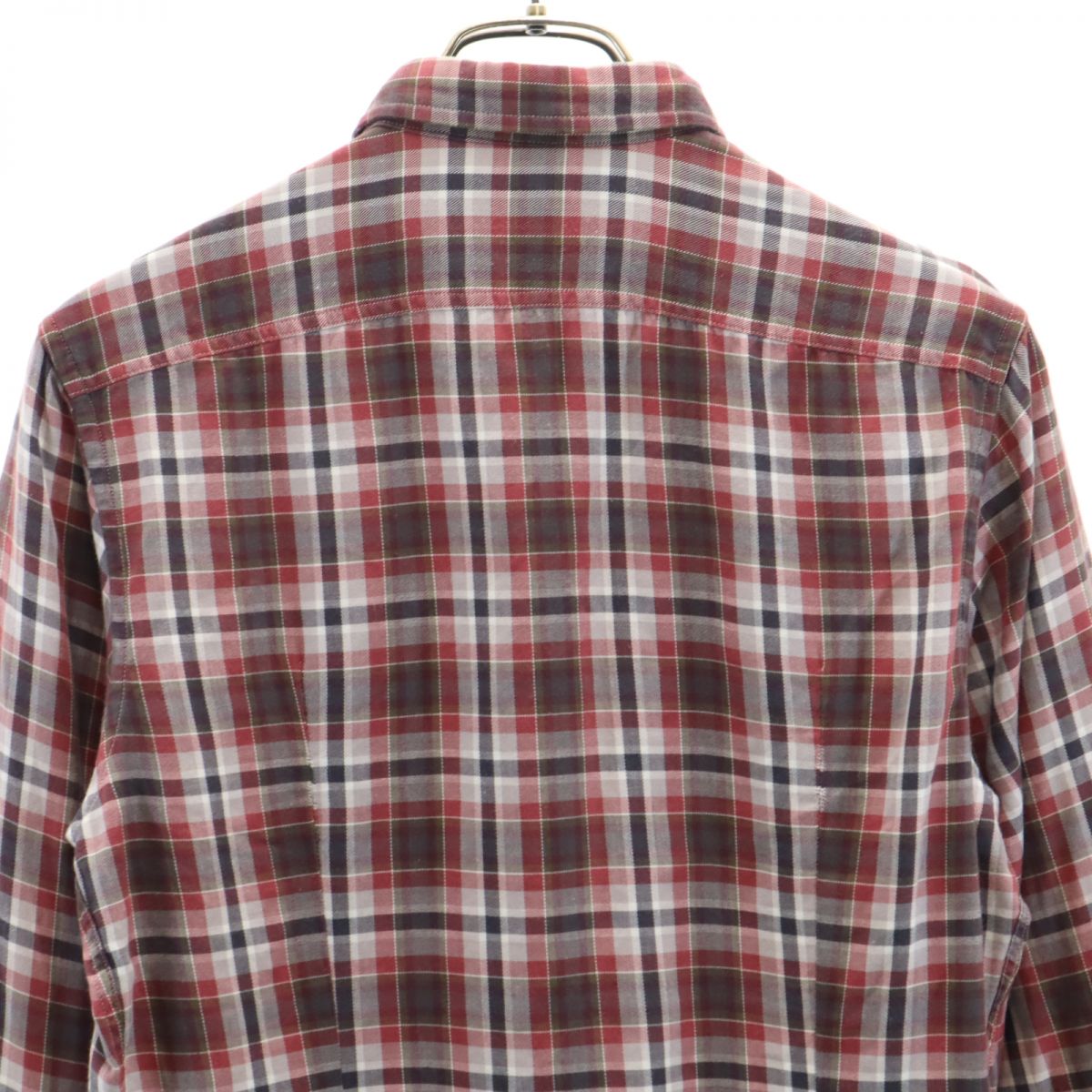 DOLCE&GABBANA ドルチェアンドガッバーナ イタリア製 長袖 チェックシャツ 38 レッド系 メンズ