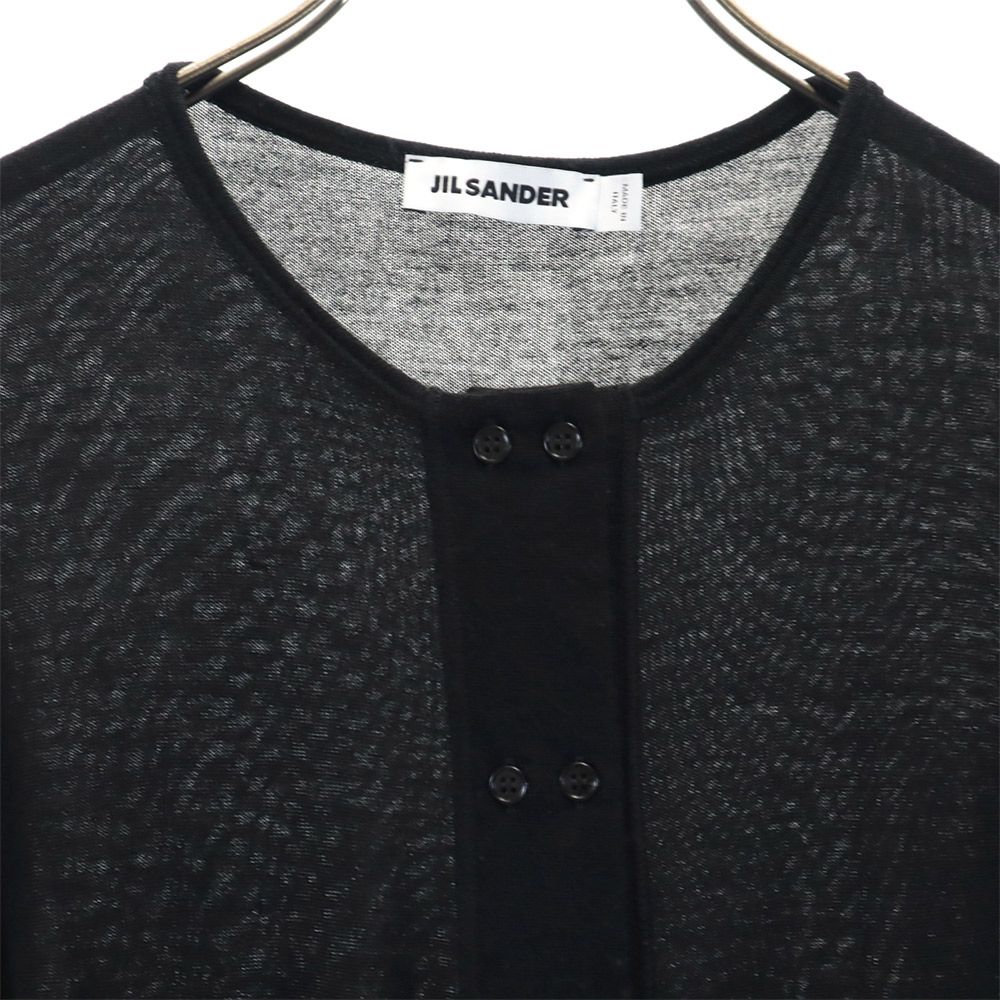 JIL SANDER ジルサンダー イタリア製 ウールブレンド 長袖 ニット カーディガン M ブラック系 レディース