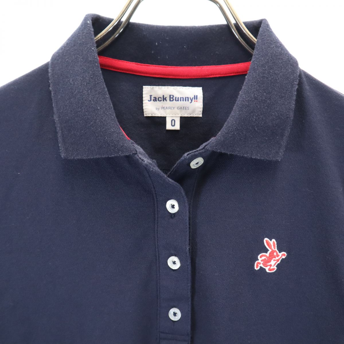 Jack Bunny!! ジャックバニー バイパーリーゲイツ ゴルフ 長袖 ポロシャツ  ネイビー by PEARLY GATES 鹿の子地 レディース