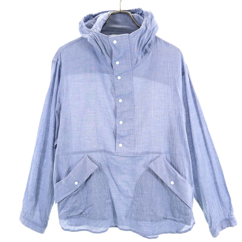 YAECA ヤエカ 日本製 ハーフボタン ジップジャケット S ブルー プルオーバー メンズ