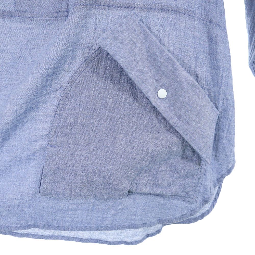 YAECA ヤエカ 日本製 ハーフボタン ジップジャケット S ブルー プルオーバー メンズ