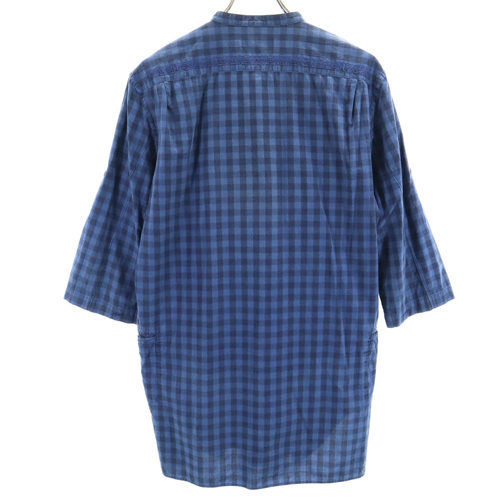 nonnative ノンネイティブ 日本製 5分袖 バンドカラー チェックシャツ 1 ネイビー系 メンズ