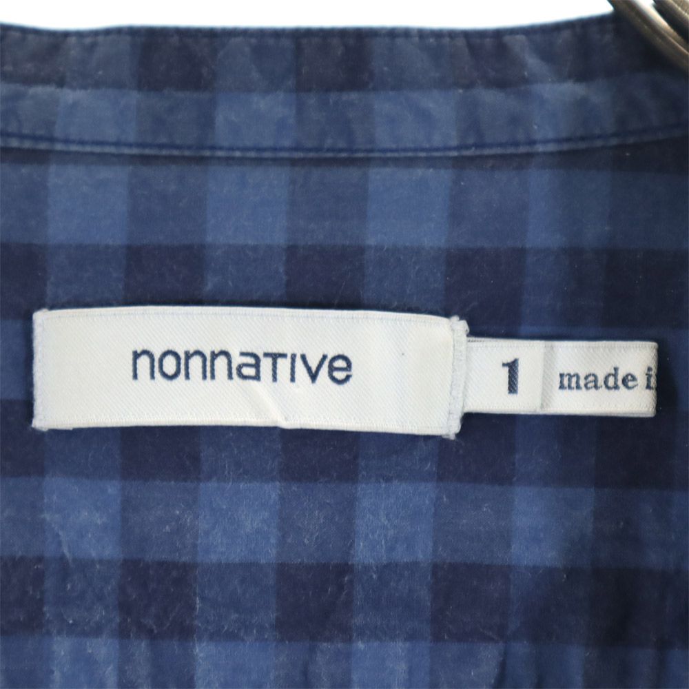 nonnative ノンネイティブ 日本製 5分袖 バンドカラー チェックシャツ 1 ネイビー系 メンズ