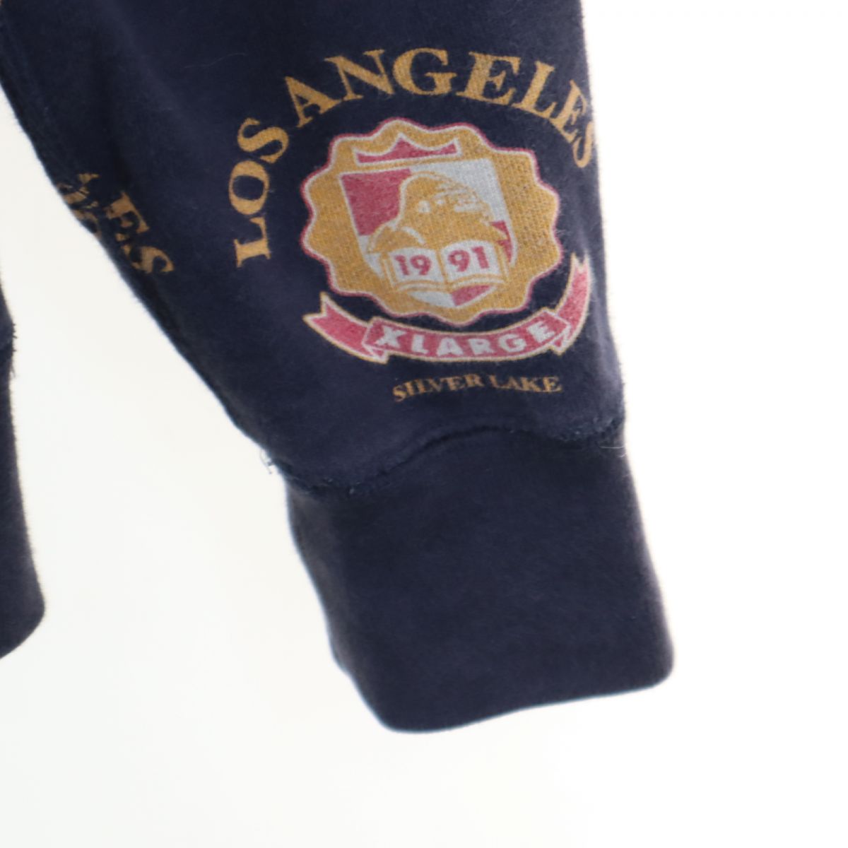 XLARGE エクストララージ 総柄 長袖 スウェットパーカー S ブルー系 裏起毛 メンズ