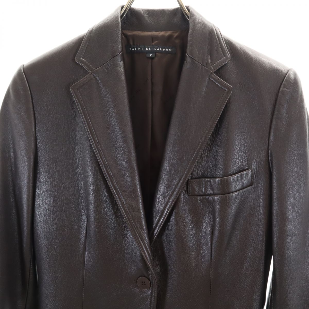 RALPH LAUREN ラルフローレン インパクト21社製 レザー テーラードジャケット 7 ブラウン レディース